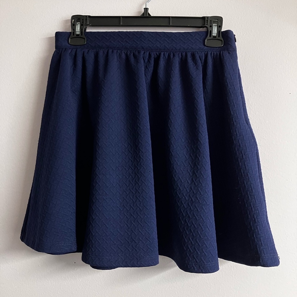 Women’s Textured Skater Skirt, Small, Navy Blue, Alya